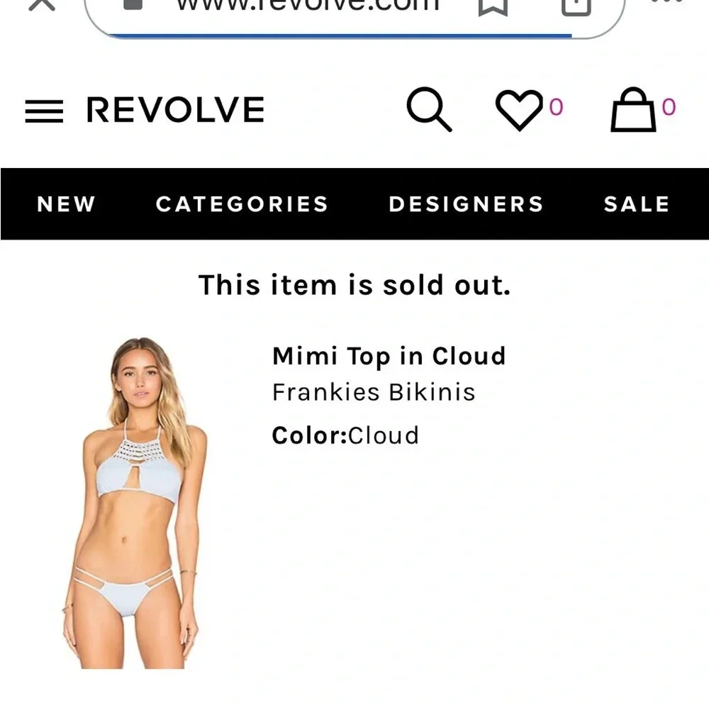 Frankie’s Bikinis Mimi Top in Lavender NWT size small